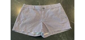 Gap Dark purple and white check pattern stretch shorts 10 ladies